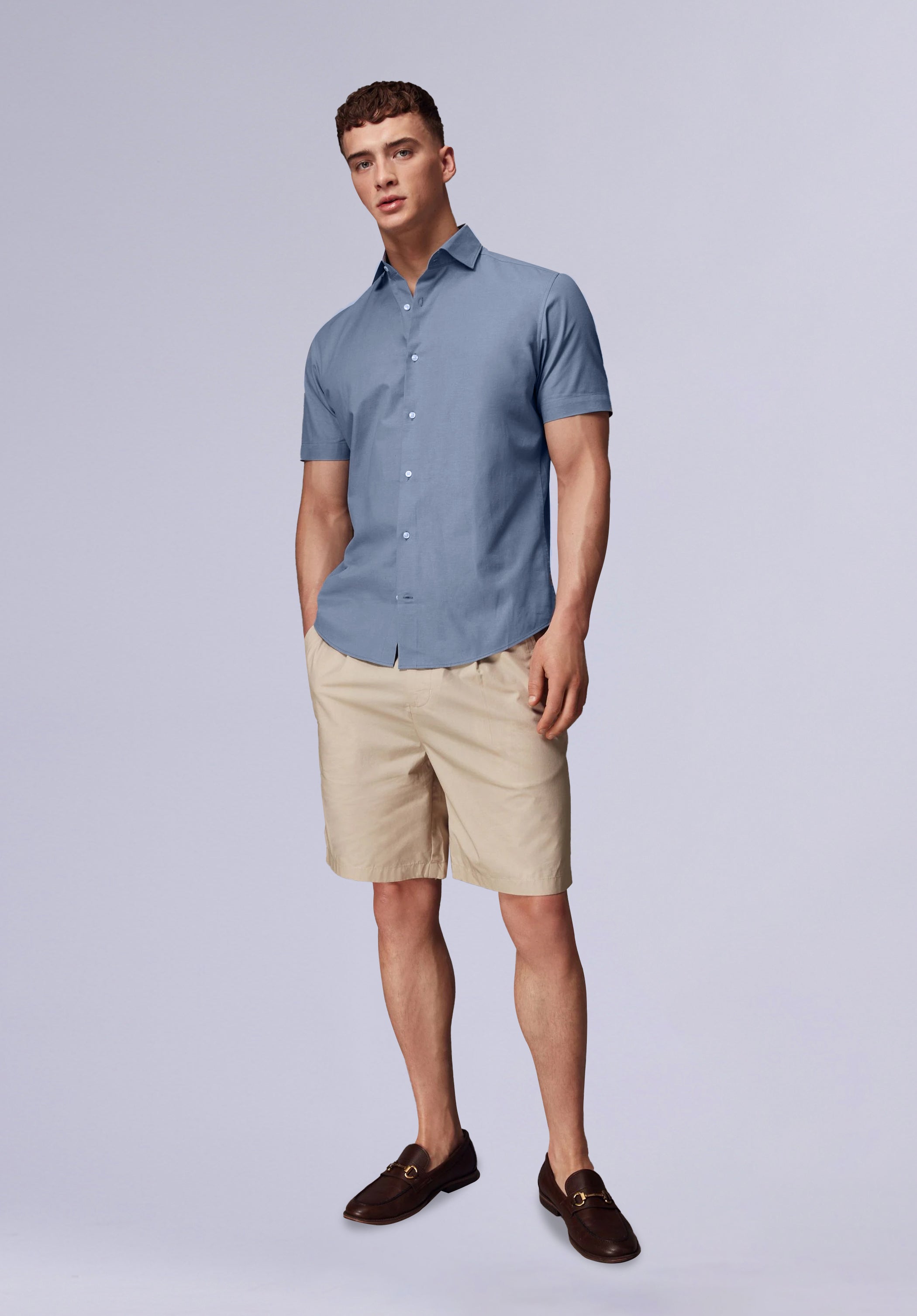 TEAL HALF BAMBOO SILK SHIRT